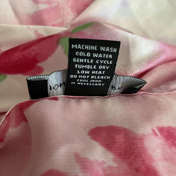 Jones New York Robe Womens Small Medium Pink Floral Satin Kimono Belted Pockets - Picture 6 of 6